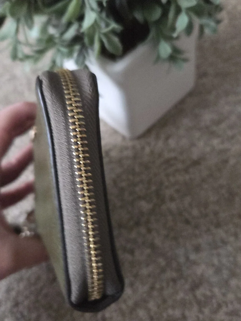 Michael Kors Olive Green Pebbled Leather Wristlet Wallet